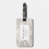 Faux Marble Alabaster Taupe Tan Monongram Bagagelabel (Achterkant verticaal)