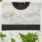 Faux Marble Alabaster Taupe Tan Monongram Theedoek (Gevouwen)