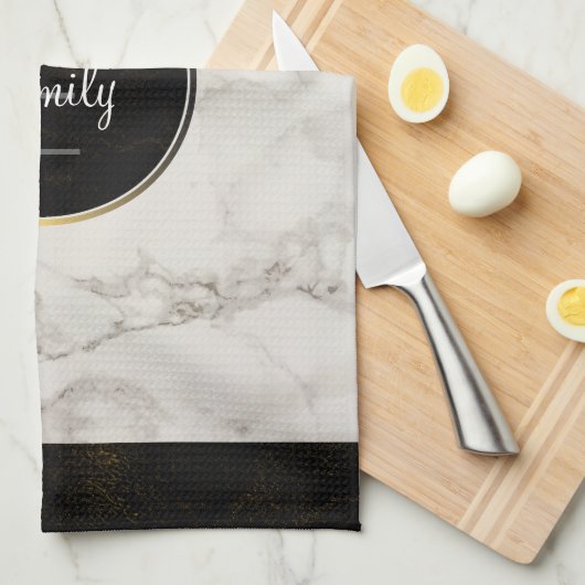 Faux Marble Alabaster Taupe Tan Monongram Theedoek (Quarter Fold)