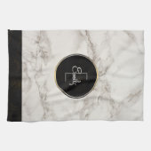 Faux Marble Alabaster Taupe Tan Monongram Theedoek (Horizontaal)