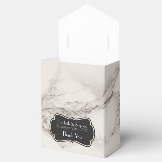 Faux Marble Alabaster Taupe Tan Weddenschap Bedank Bedankdoosjes (Geopend)