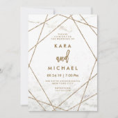 Faux Marble and Copper Geometric Wedding Invite Kaart (Voorkant)