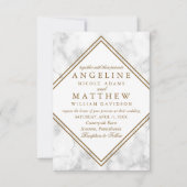 Faux Marble and Copper Geometric Wedding Invite Kaart (Voorkant)