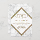 Faux Marble and Copper Geometric Wedding Invite Kaart (Voorkant / Achterkant)