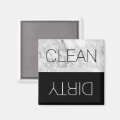 Faux Marble & Black Clean Dirty Dishwaser Magnet (Voorkant / Achterkant)