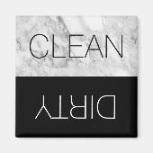 Faux Marble & Black Clean Dirty Dishwaser Magnet (Voorkant)