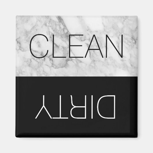Faux Marble & Black Clean Dirty Dishwaser Magnet (Voorkant)