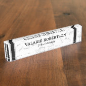 Faux Marble Black Stripe Kantoor Naambordje (Zijkant)