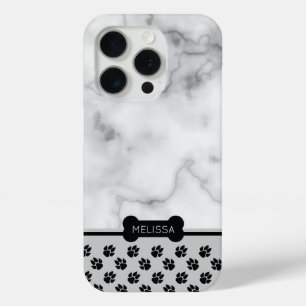 Faux Marble & Dog Theme - Kies eigen accentkleur iPhone 15 Pro Case