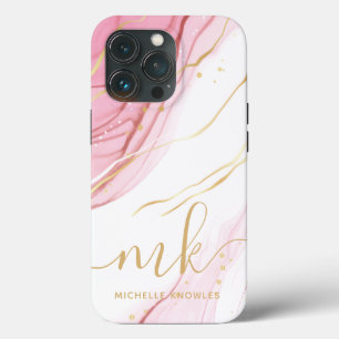 Faux Marble Geode Monogram en naam Case-Mate iPhone Case
