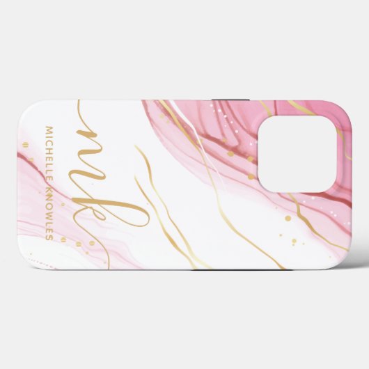 Faux Marble Geode Monogram en naam Case-Mate iPhone Case (Achterkant (horizontaal))