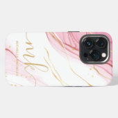 Faux Marble Geode Monogram en naam iPhone Hoesje (Achterkant horizontaal)