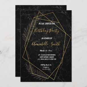 Faux Marble Geometric Birthday Party Kaart