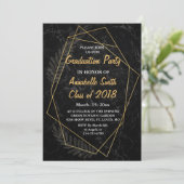 Faux Marble Geometric Graduation Party Kaart (Staand voorkant)