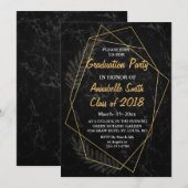 Faux Marble Geometric Graduation Party Kaart (Voorkant / Achterkant)