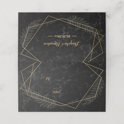 Faux Marble Geometric Place Card Plaatskaartje (Buitenkant ongevouwen)