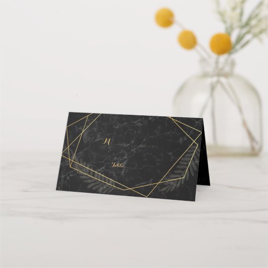 Faux Marble Geometric Place Card Plaatskaartje (Voorkant)