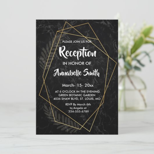 Faux Marble Geometric Reception Kaart (Staand voorkant)