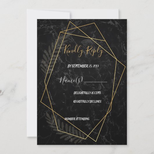 Faux Marble Geometric RSVP Kaart (Voorkant)