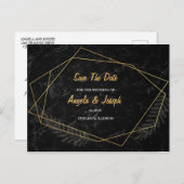 Faux Marble Geometric Save the Date Aankondigingskaart (Voorkant / Achterkant)