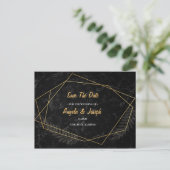 Faux Marble Geometric Save the Date Aankondigingskaart (Staand voorkant)