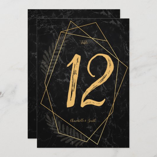 Faux Marble Geometric table number Kaart (Voorkant / Achterkant)