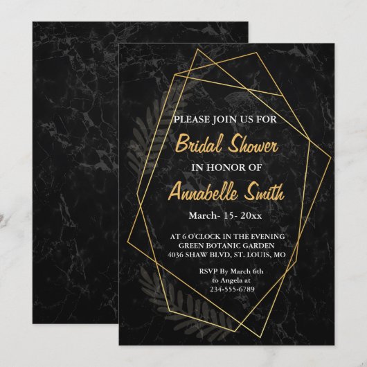 Faux Marble Geometric Vrijgezellenfeest Kaart (Voorkant / Achterkant)