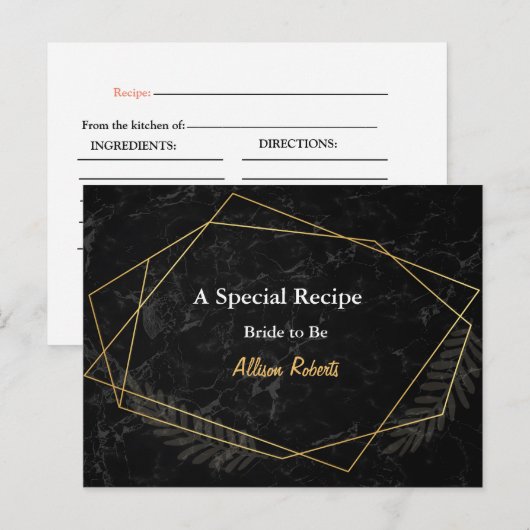 Faux Marble Geometric Vrijgezellenfeest Recipe Briefkaart (Voorkant / Achterkant)