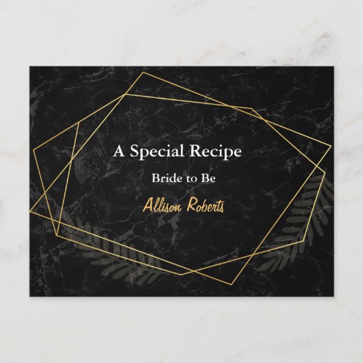 Faux Marble Geometric Vrijgezellenfeest Recipe Briefkaart (Voorkant)