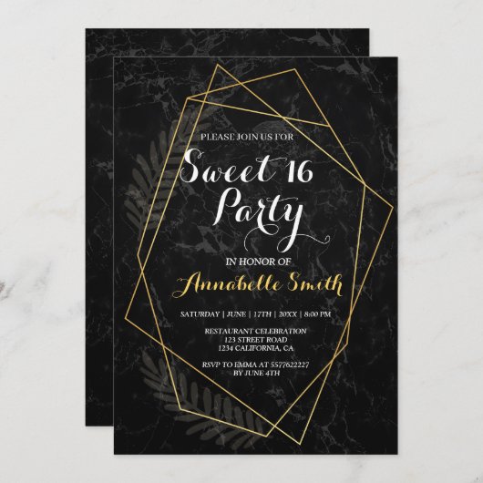 Faux Marble Geometric zoete 16 Kaart (Voorkant / Achterkant)