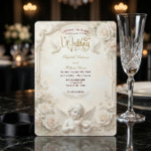Faux Marble & Gold Relief Angelic Wedding   Kaart