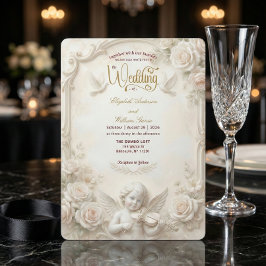 Faux Marble & Gold Relief Angelic Wedding   Kaart