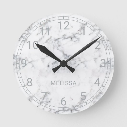 Faux Marble: kijk met genummerd klokgezicht & teks Ronde Klok (Voorkant)