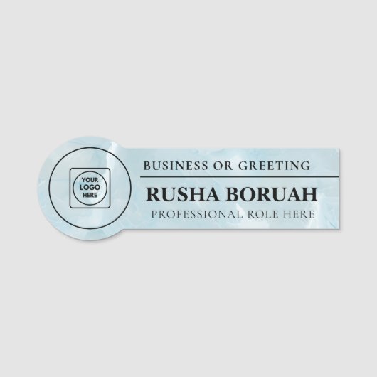 Faux Marble Logo Employee Badge nametags (Voorkant)