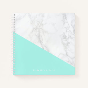 Faux Marble met Aqua Accent Gepersonaliseerd Notitieboek