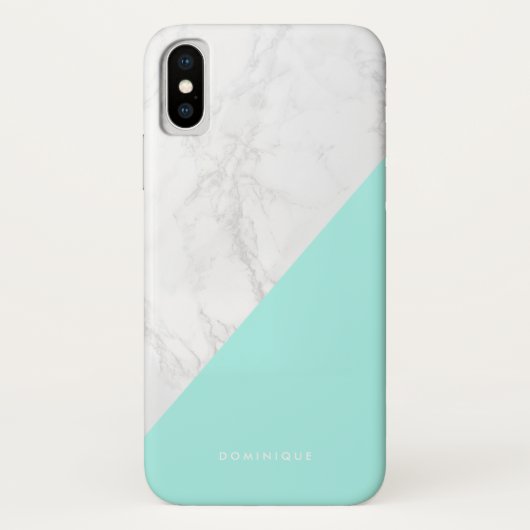 Faux Marble met Aqua Accent Modern gepersonaliseer Case-Mate iPhone Case (Achterkant)