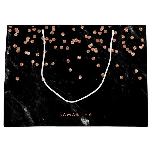 Faux Marble met Faux Roos Gold Confetti Large Cadeautasje (Voorkant)