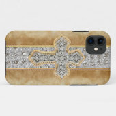 Faux Marble & Rhinestone Cross IPHONE 5 HOESJE (Achterkant (horizontaal))