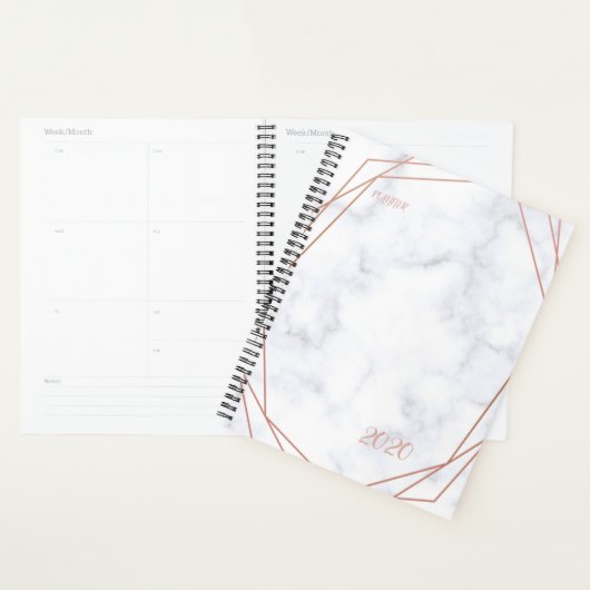 Faux Marble & Roos Gold Geometric Gemstone Planner (Display)