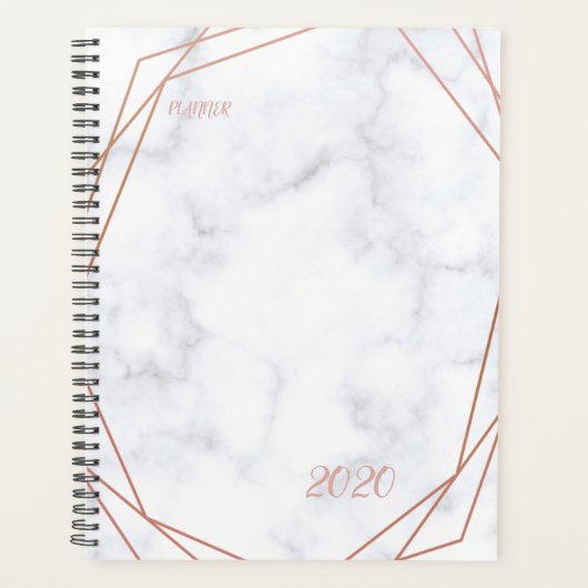 Faux Marble & Roos Gold Geometric Gemstone Planner (Voorkant)
