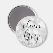Faux Marble Script Clean Dirty Dishwaser Magnet (Voorkant / Achterkant)