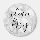 Faux Marble Script Clean Dirty Dishwaser Magnet (Voorkant)