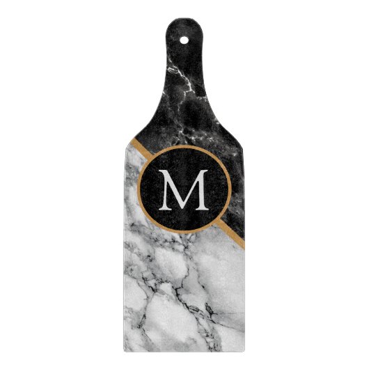 Faux Marble Snijplank met Aangepaste Letter (Voorkant)