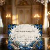 Faux Marble & Watercolor Blue Rose Garden RSVP Kaartje