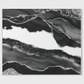 Faux Marbling Agate Black White Trendy Modern Ston Cadeaupapier (Vlak)