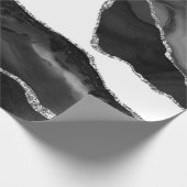 Faux Marbling Agate Black White Trendy Modern Ston Cadeaupapier (Hoek)