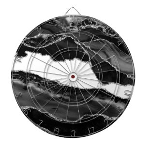 Faux Marbling Agate Black White Trendy Modern Ston Dartbord