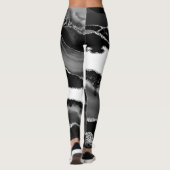 Faux Marbling Agate Black White Trendy Modern Ston Leggings (Achterkant)