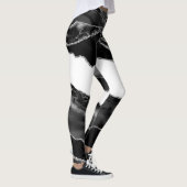 Faux Marbling Agate Black White Trendy Modern Ston Leggings (Rechts)