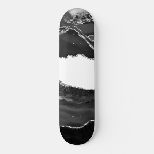 Faux Marbling Agate Black White Trendy Modern Ston Persoonlijk Skateboard (Voorkant)